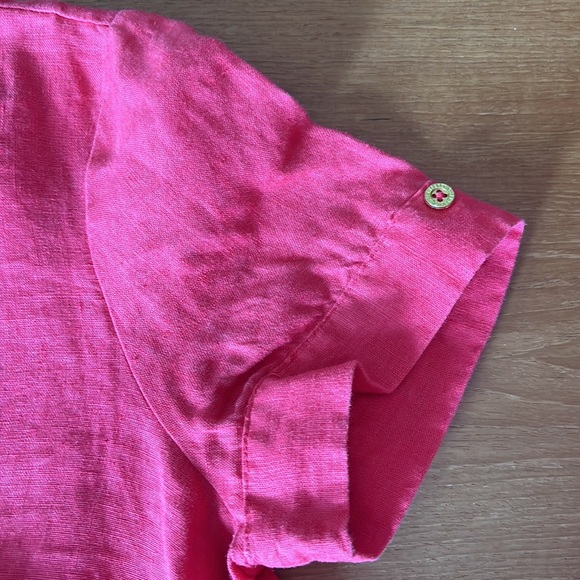 Ellen Tracy Short Sleeve Shirt, 100% Linen, Tie Front & Key Hole Accent,… - Picture 9 of 15